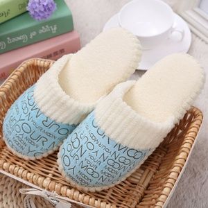 Soft Plush Powder Blue Slippers
